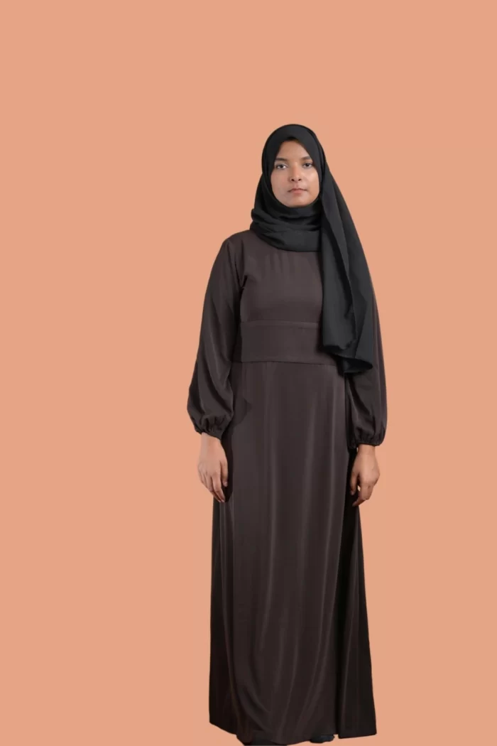 brown abaya with belt for women