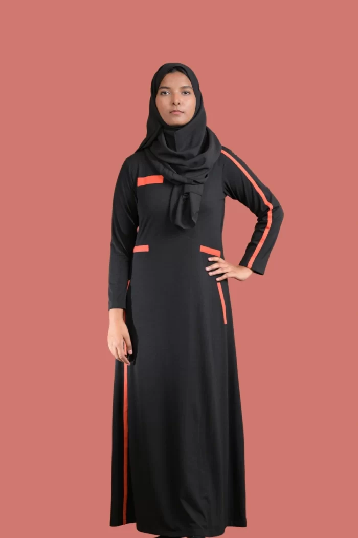 red sports abaya