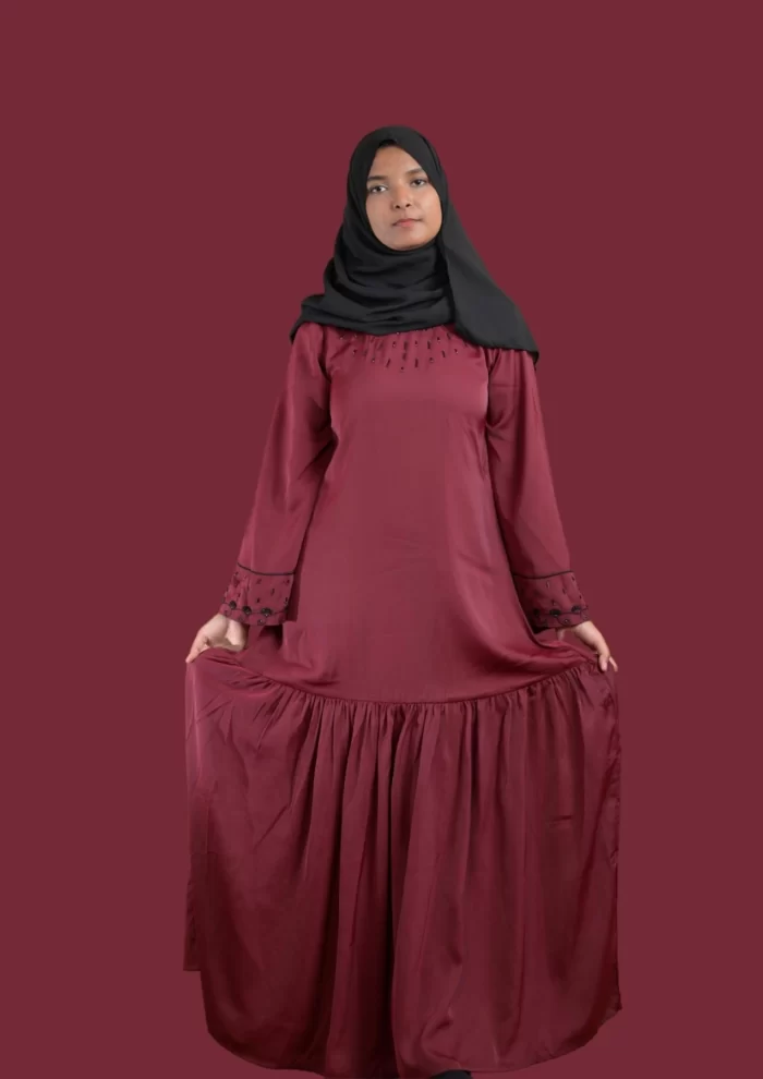 maroon abaya with embriodery