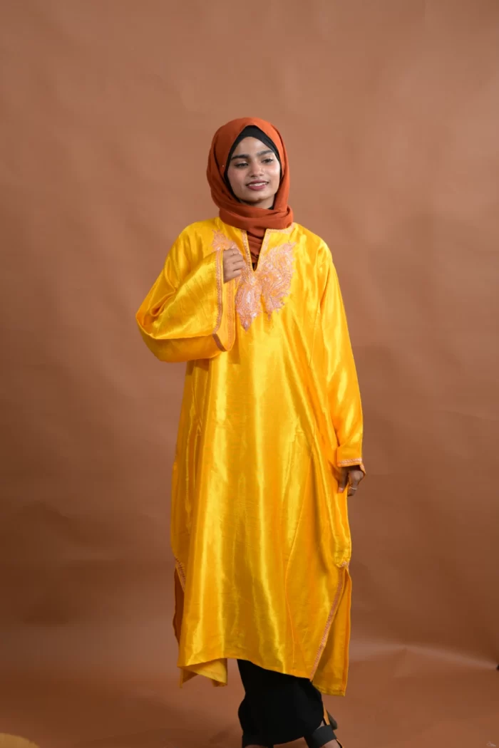 yellow Handcrafted Kashmiri Phiran