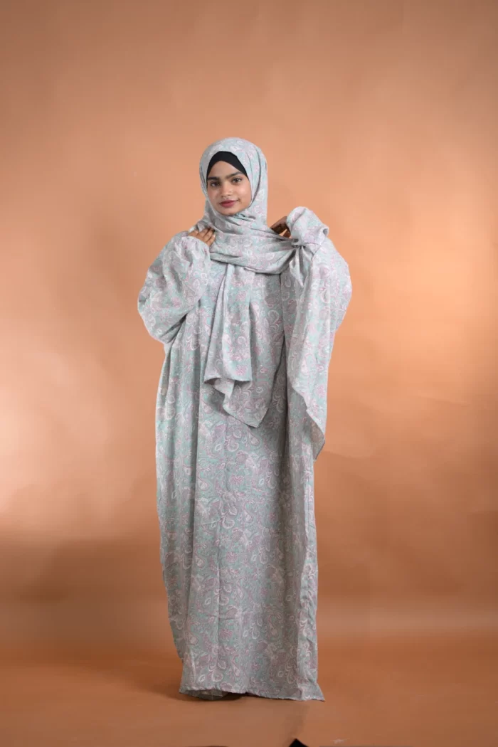 mint floral abaya for women