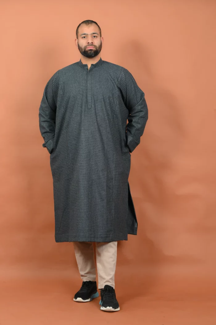 Refined men's pheran in Kashmiri woolen tweed