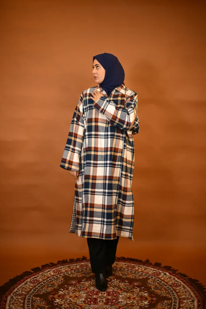 blue checkered firan for ladies